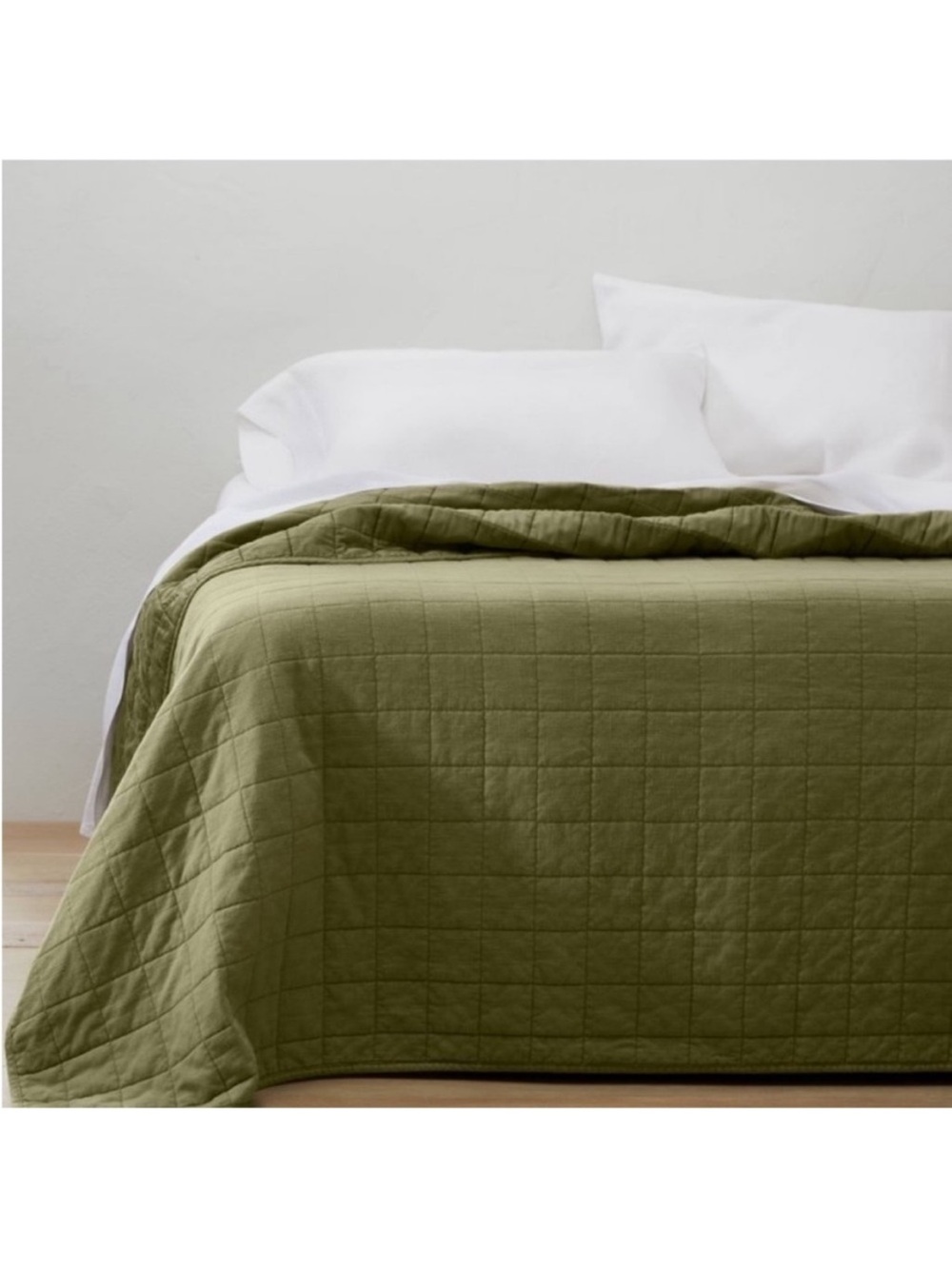 Casaluna F/Q Rare Moss Green Linen Blend Heavyweight Quilt
